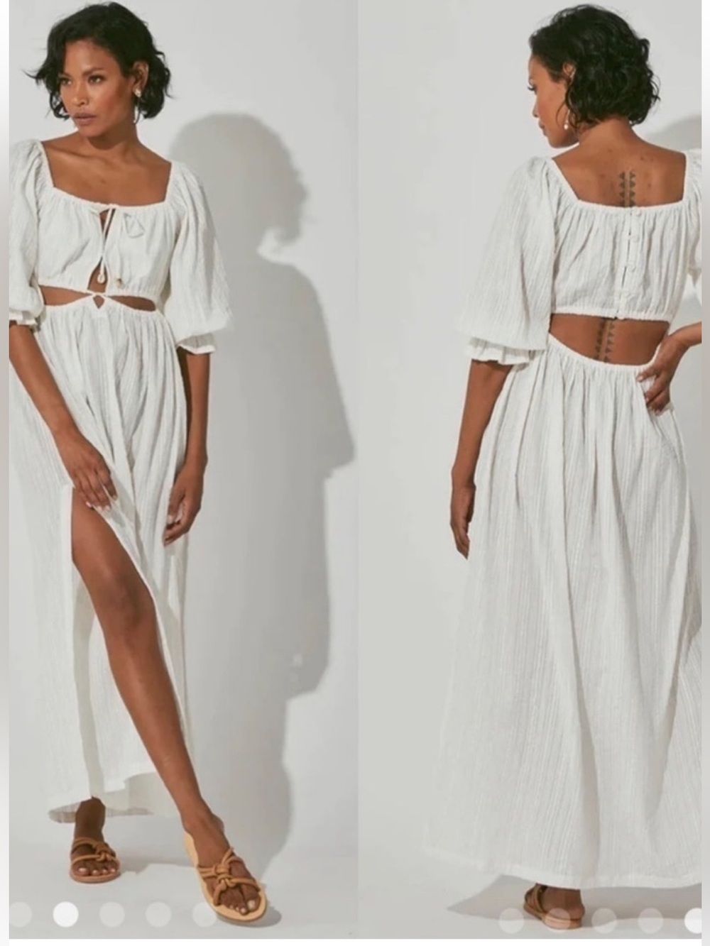 Cleobella Sutton Dress Cotton Gauze Cut Out M Open Back
